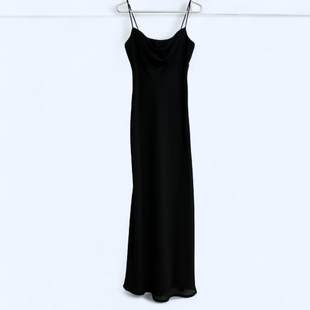 Vintage 90s Black Formal Maxi Dress Spaghetti Straps Chic Prom Elegant Classy 6 - Picture 3 of 7